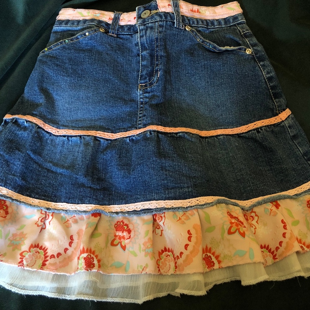 Jean Skirt Ruffles Crystal